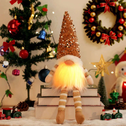 2024 Christmas Decorations LED Gnome Sequins Faceless Doll Night Light for Home Holiday Xmas Ornament Gift Navidad New Year - KAPIPOP