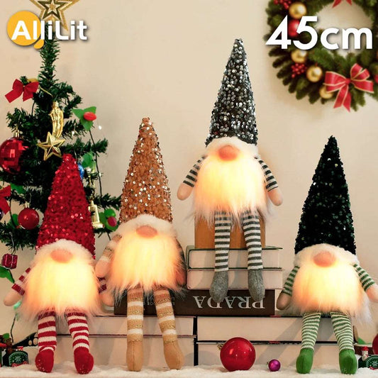 2024 Christmas Decorations LED Gnome Sequins Faceless Doll Night Light for Home Holiday Xmas Ornament Gift Navidad New Year - KAPIPOP