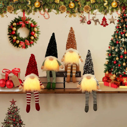 2024 Christmas Decorations LED Gnome Sequins Faceless Doll Night Light for Home Holiday Xmas Ornament Gift Navidad New Year - KAPIPOP