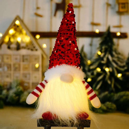 2024 Christmas Decorations LED Gnome Sequins Faceless Doll Night Light for Home Holiday Xmas Ornament Gift Navidad New Year - KAPIPOP