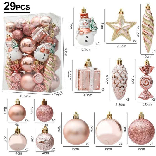 29/20Pcs Christmas Tree Balls Hanging Pendant Candy Cane Pine Cone Ornament Set Christmas Home Decoration 2024 Navidad New Year - KAPIPOP